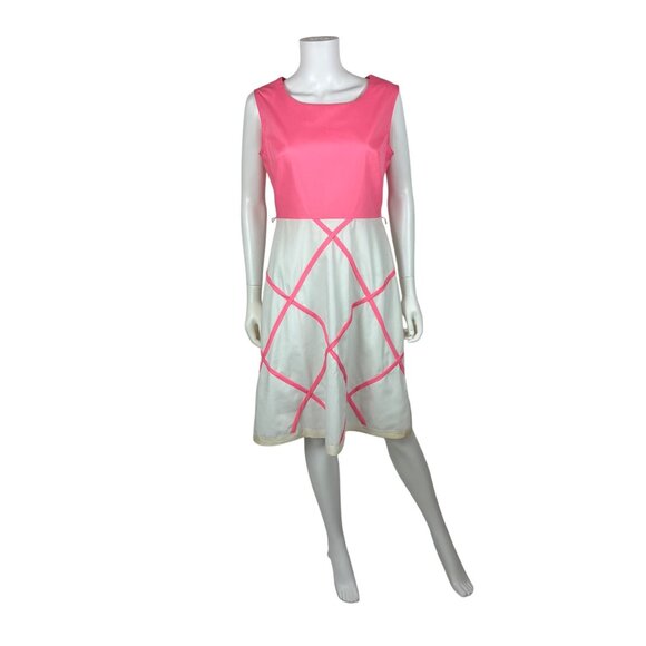 Unbranded Dresses & Skirts - Vintage 60s Pink Dress Womens Medium Windowpane Trim Mod Sheath